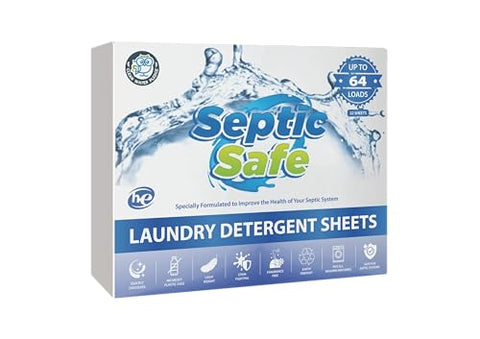 Sepic Safe Laundry Detergent Sheets - Fragrance Free, 64 Count (Up to 128 Loads) - SepticSafeProducts.com